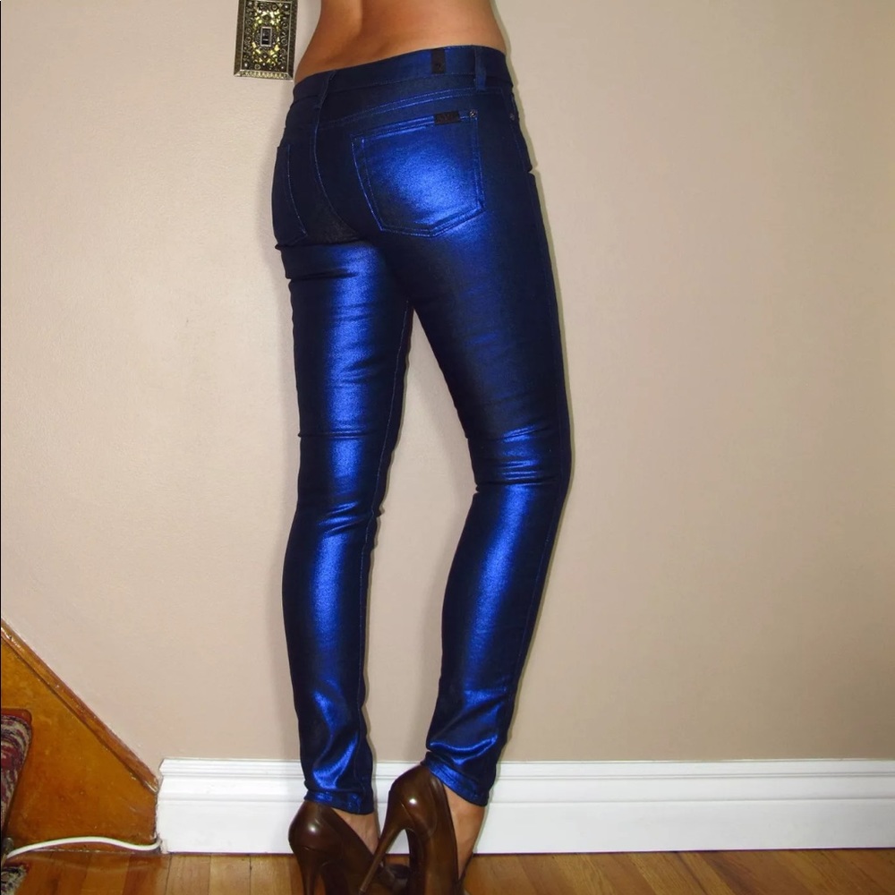 ๐ 7 For All Mankind Liquid Metal Coated Jeans XXS - Picture 2 of 8